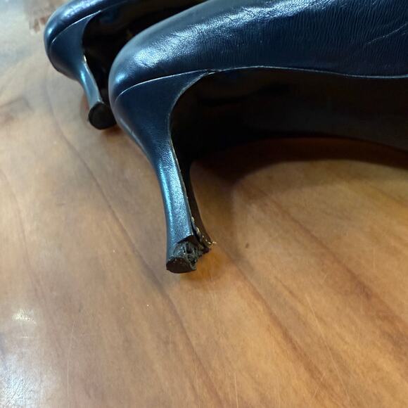 Vintage Chanel Women's Pump Heel Shoes 39.5 US 9 France Leather Slip on - Picture 12 of 13